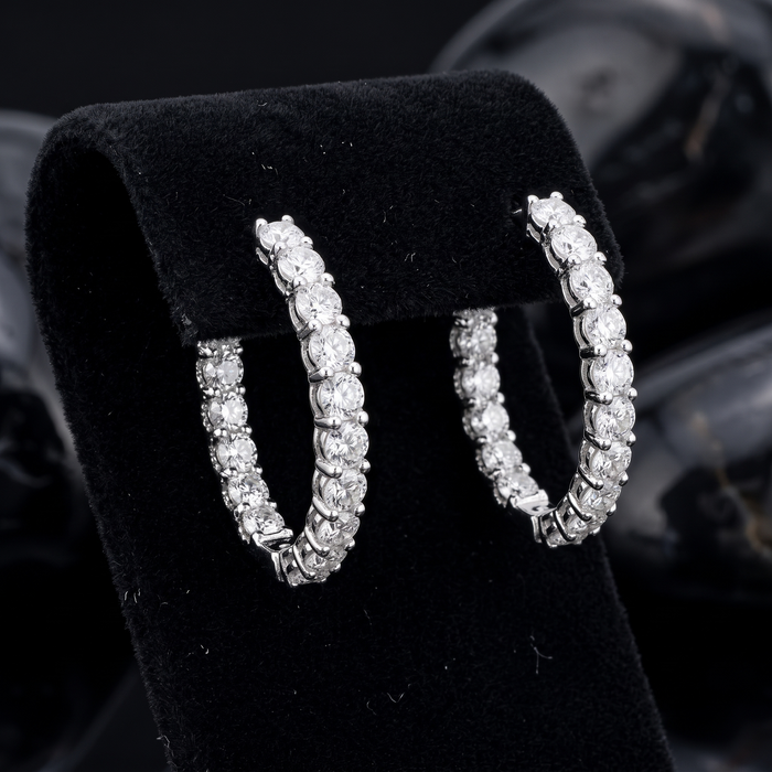 Inside Out Diamond Hoop Earrings in 14K White Gold