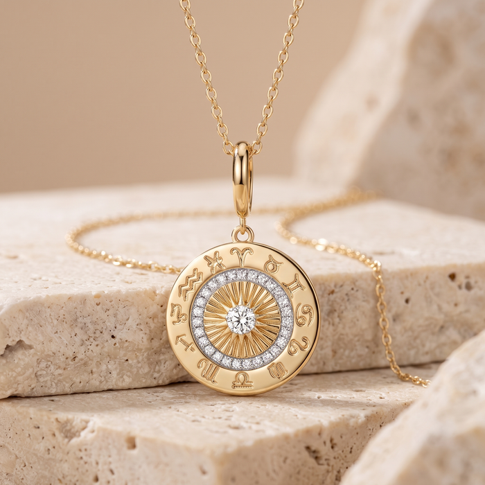 Clarity Round Pendant Diamond Necklace in 14K Yellow Gold