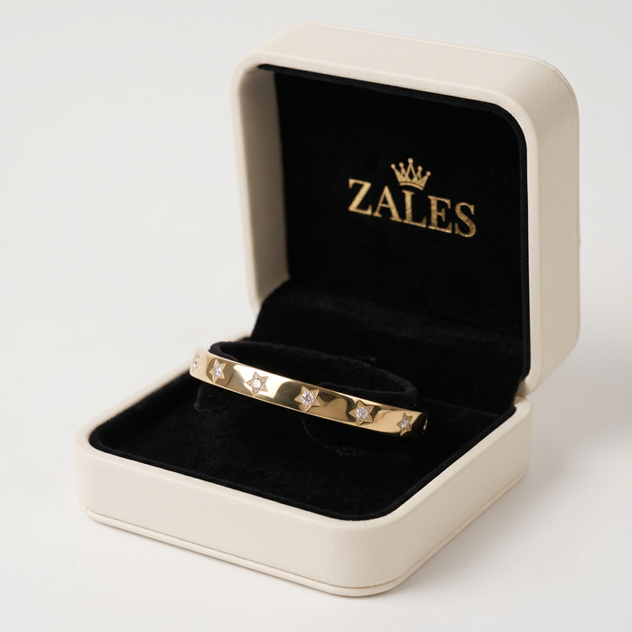 Sapphire Perfect Diamond Bangle Bracelet in 14K Yellow Gold