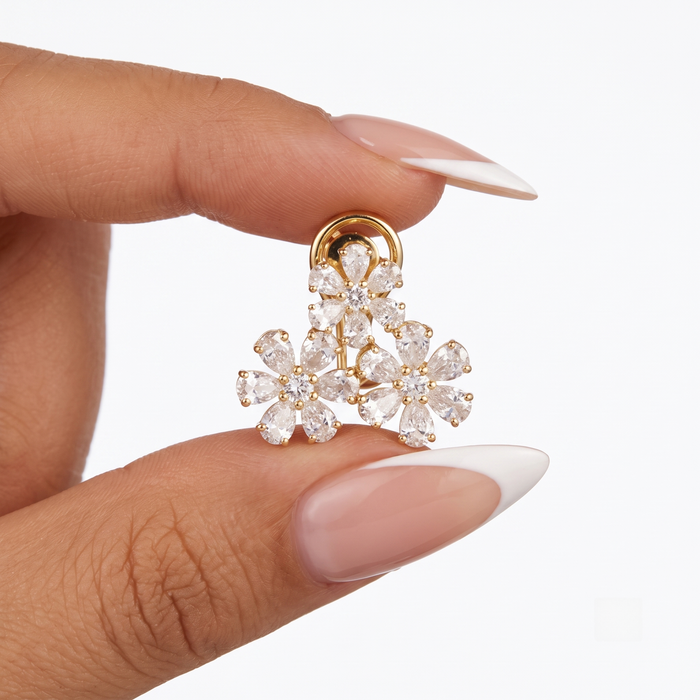 Fancy Opulence Diamond Stud Earrings in 14K Yellow Gold