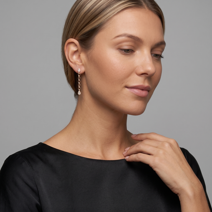 Teardrop Chain Link 14K (or 18k upon request) Yellow Gold Diamond Drop Earrings