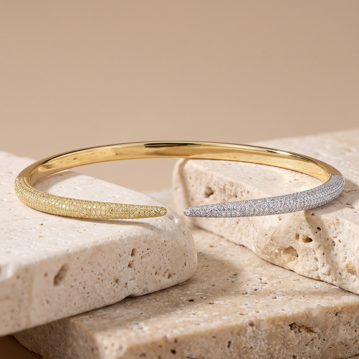Dual Radiance Open Pave Bracelet in 14K Yellow Gold