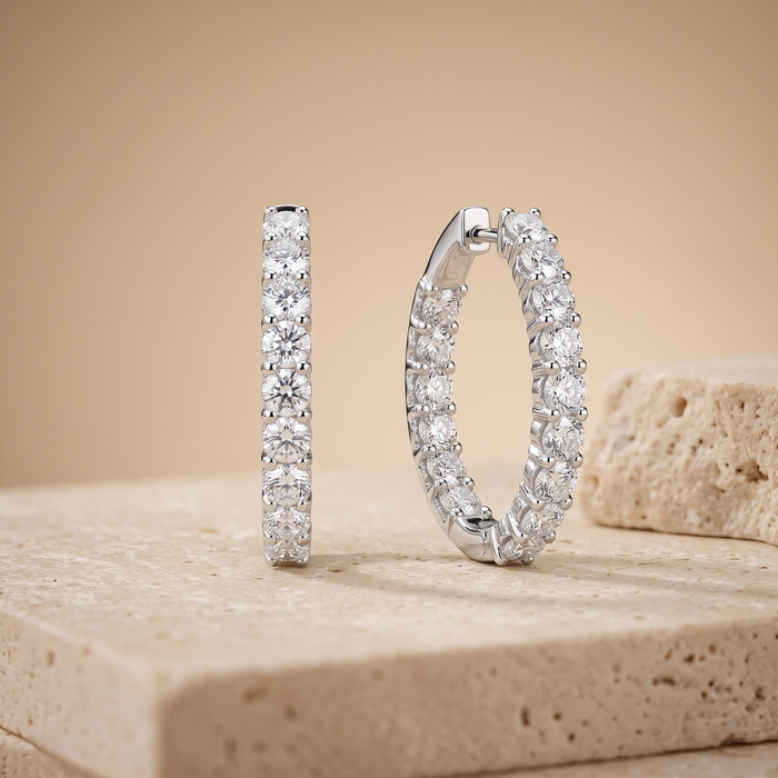 Inside Out Diamond Hoop Earrings in 14K White Gold