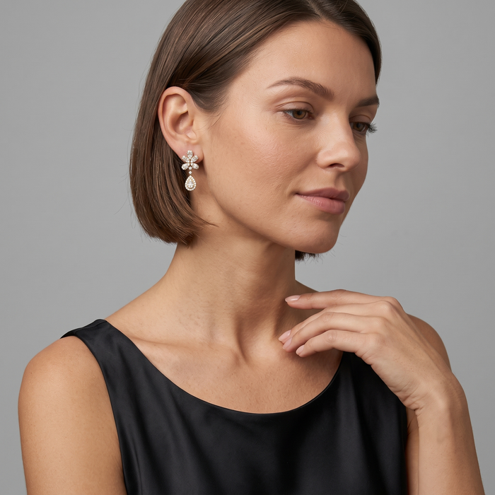 Diamond Fall Glittering Drops Earrings in 14K Yellow Gold