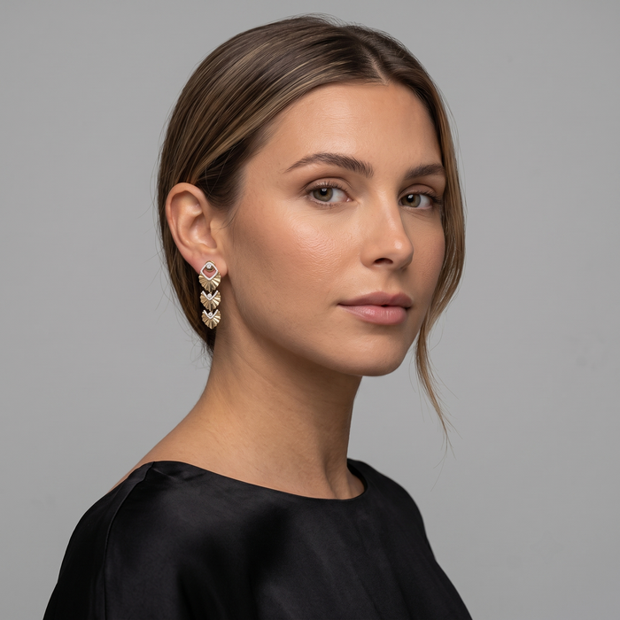 Radiant Cascade Diamond Statement Earrings in 14K Yellow Gold
