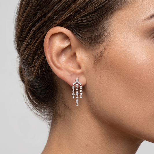 Marquise Chandellier 18K White Diamond Earrings