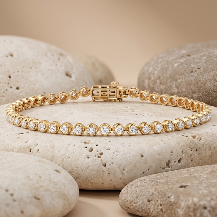Glamour Pulse Diamond Tennis Bracelet in 14K Yellow Gold