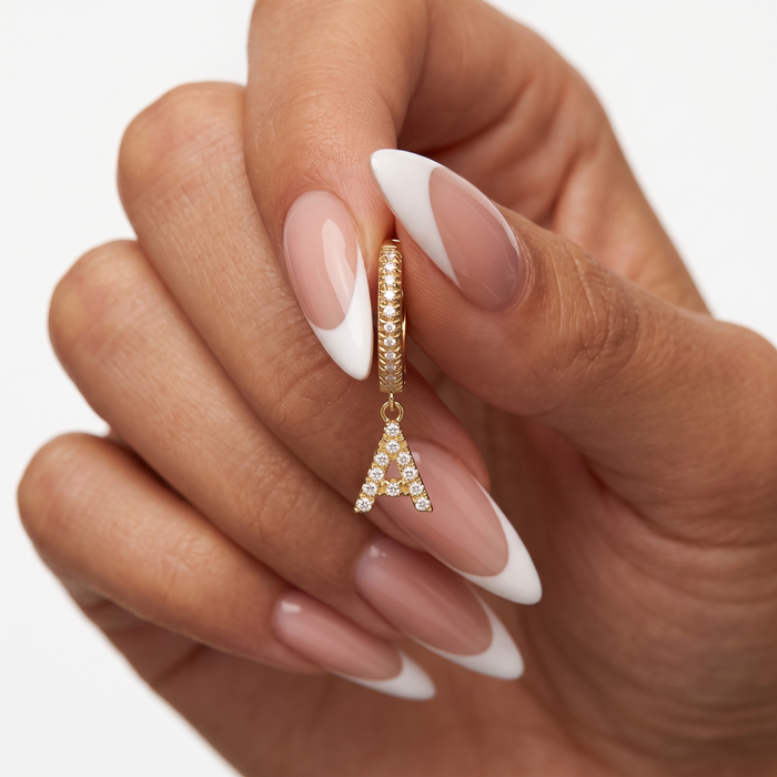Pave Diamond Initial a Drop Earrings in 14K Yellow Gold