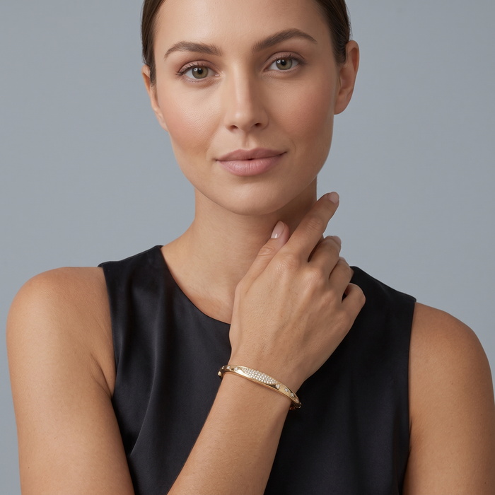 42 Diamond Orbit 14K (or 18k upon request) Yellow Gold Bangle Bracelet
