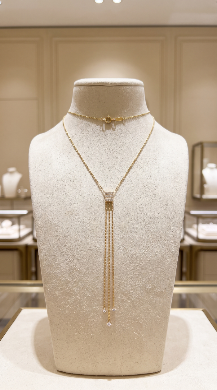 Diamond Mirage Lariat Necklace in 14K Yellow Gold
