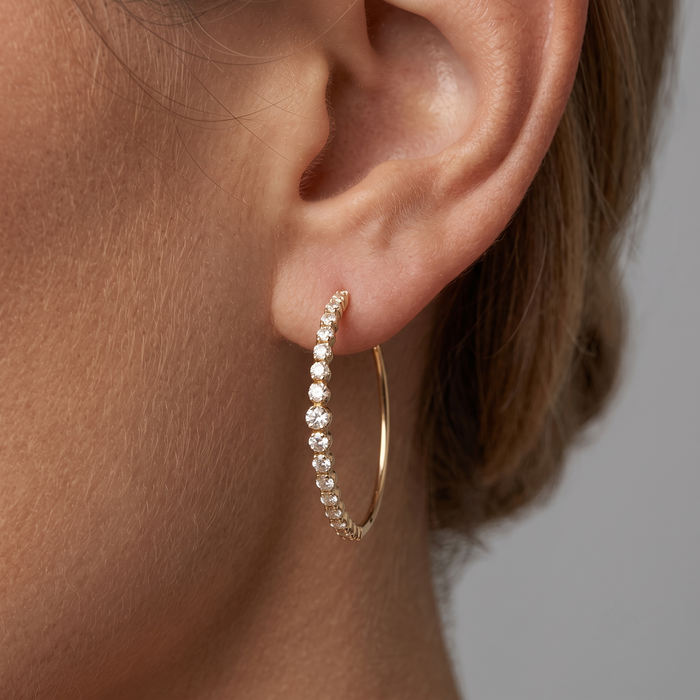 Diamond Illusion Large Hoop Earrings in 14K Yellow Gold
