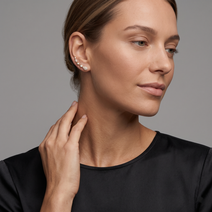 Rise Diamond Climber Earrings in 14K Yellow Gold