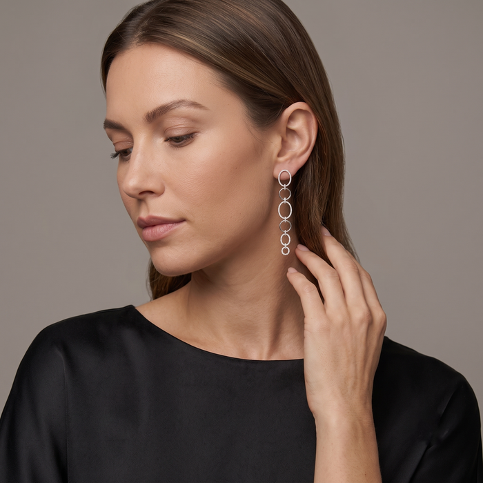 Elegant Diamond Danglers Drop Earrings in 14K Yellow Gold