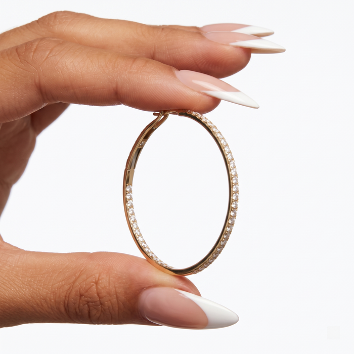 Micro Pave Classic Thin Hoop Earrings in 14K Yellow Gold