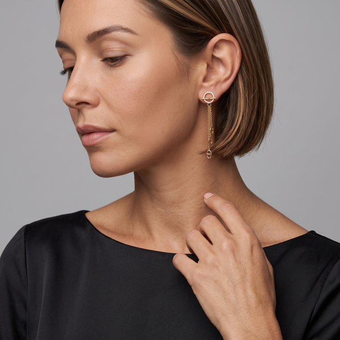 Equinox Chain 14K (or 18k upon request) Yellow Gold Diamond Drop Earrings