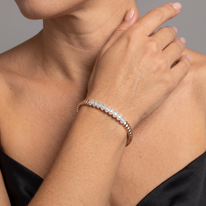 Opulent Line Diamond Accent Ridge Bracelet in 14K Yellow Gold