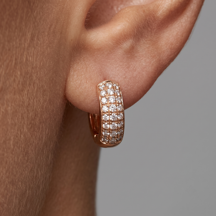 Bold Pave Diamond Mini Hoop Earrings in 14K Yellow Gold