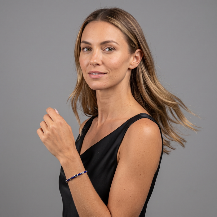Royal Radiance Enamel Blue Topaz Bracelet in 14K Yellow Gold