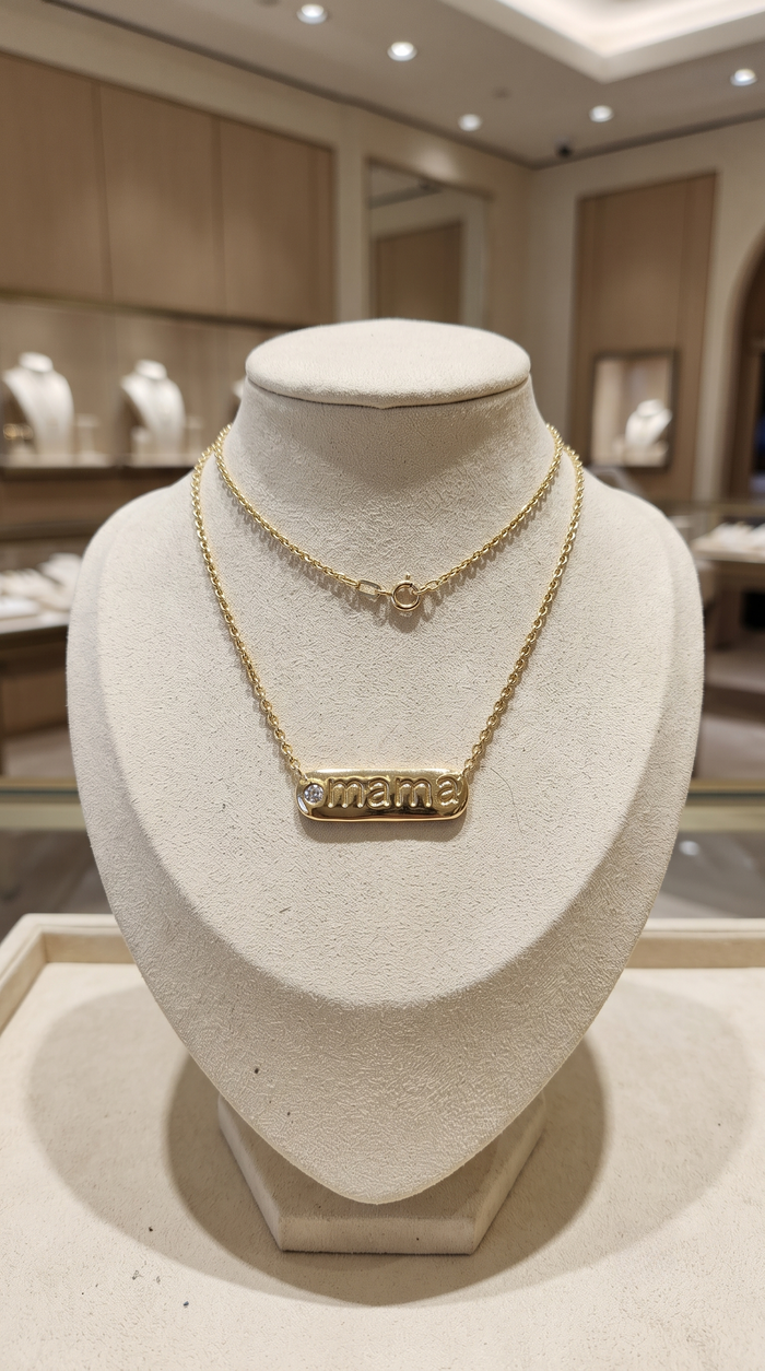 Amulet 5Mm Letter Mama Necklace in 14K Yellow Gold