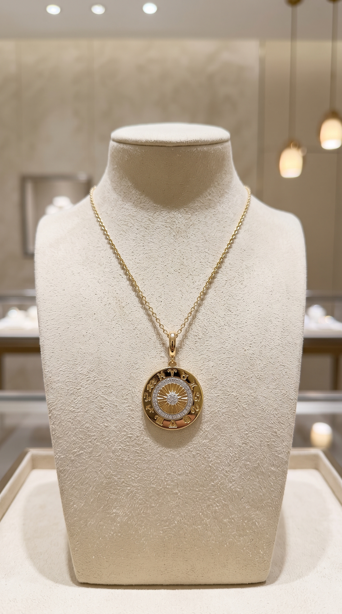Clarity Round Pendant Diamond Necklace in 14K Yellow Gold