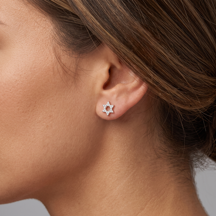 Star of David Diamond Accent Stud Earrings in 14K Yellow Gold