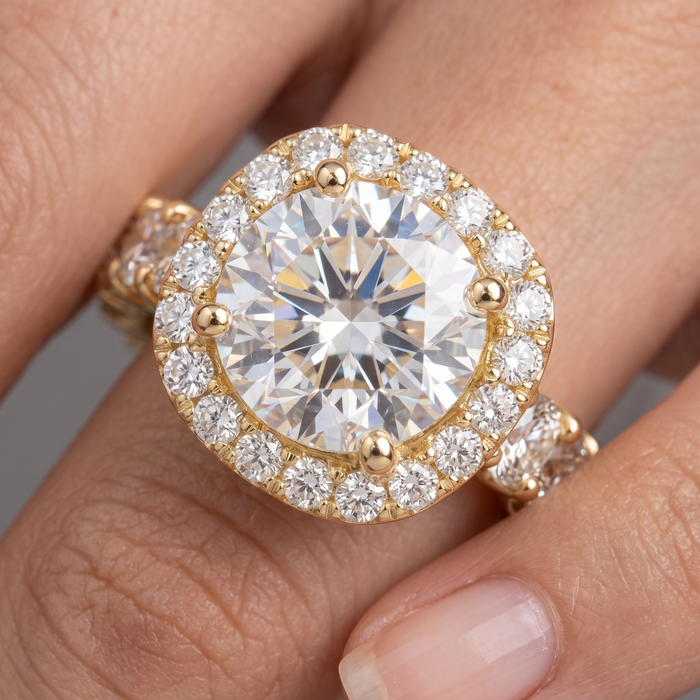 Cushion Halo Diamond Bridal Eternity Ring in 14K Gold
