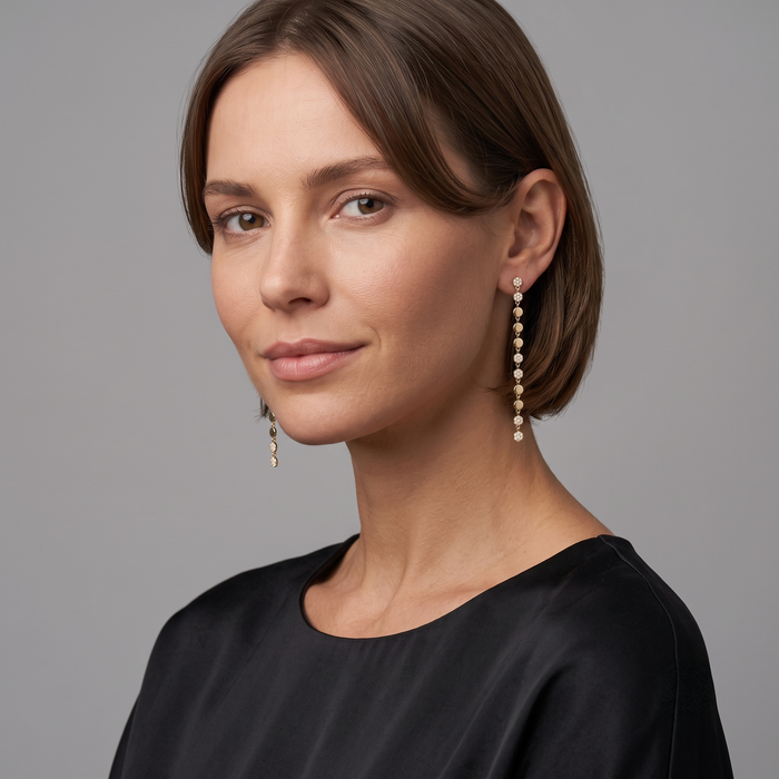 Disc Danglers Diamond Drop Earrings in 14K Gold