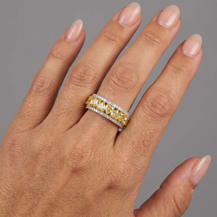 Canary 14K Yellow Gold Diamond Double Row Eternity Band Ring