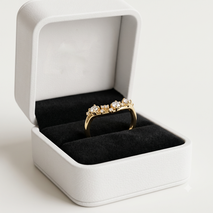 Scattered Diamond Cluster Ring in 14K Yellow Gold