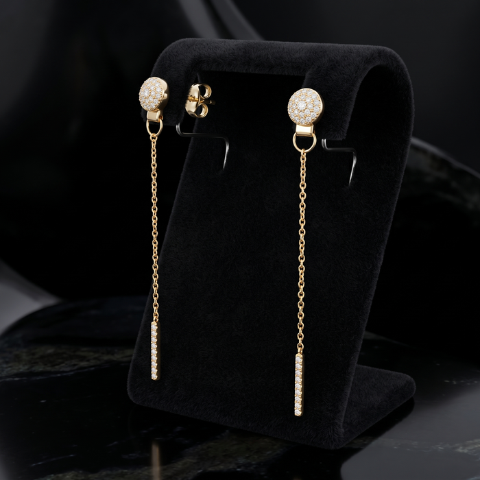 Diamond Drops Earrings in 14K Yellow Gold