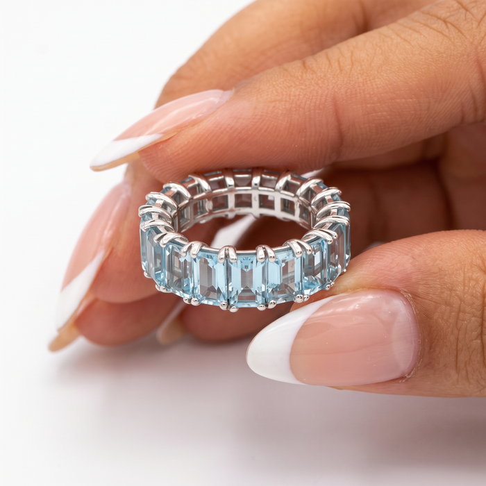 Topaz Eternity Band Gemstone Ring in 14K Gold