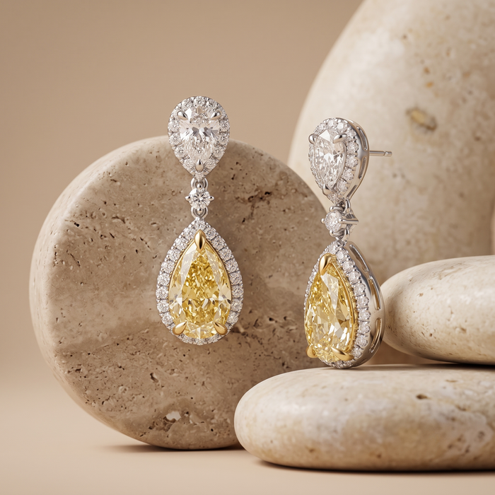 Pear Shaped 14K Drop Diamond Waterfall Earrings