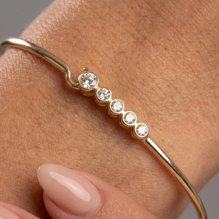 Dusk Radiance Diamond Bangle Bracelet in 14K Yellow Gold
