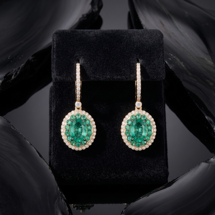 Dreams Diamond Radiant Drop Earrings in 14K Yellow Gold