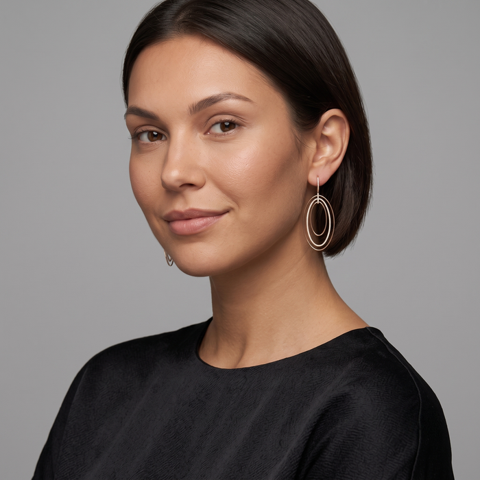 Echo Diamond Halo Drop Earrings in 14K Yellow Gold