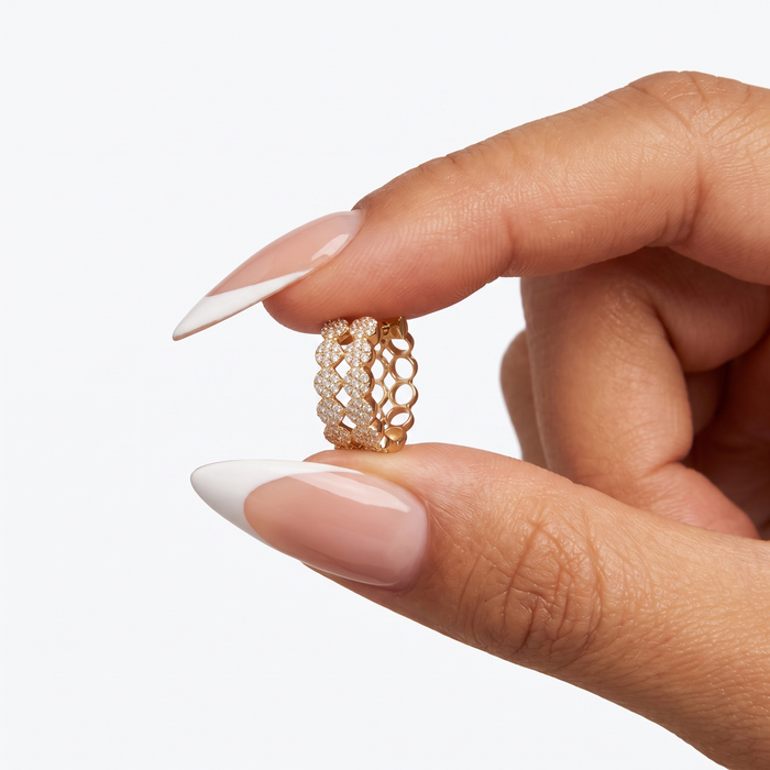 Diamond Pave Chain Link Huggie Earrings in 14K Yellow Gold