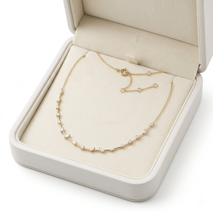 Diamond Aura Station Necklace in 14K Yellow Gold