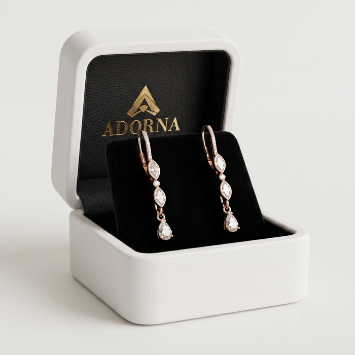 Trio Cut Marquise Pear Diamond Drop Earrings in 14K Gold