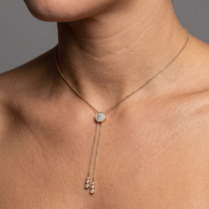 Diamond Arc Lariat Necklace in 14K Yellow Gold