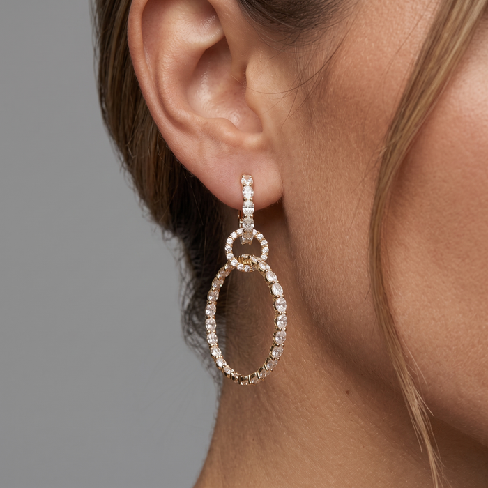 Flawless Aura Diamond Danglers Drop Earrings in 18K Yellow Gold
