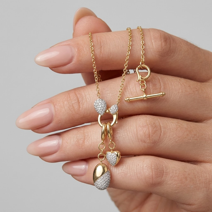 Diamond Mix Shape Pendant Necklace in 14K Yellow Gold