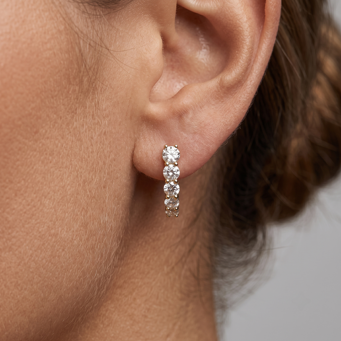 Round Diamond Mini Hoop Earrings in 14K Yellow Gold