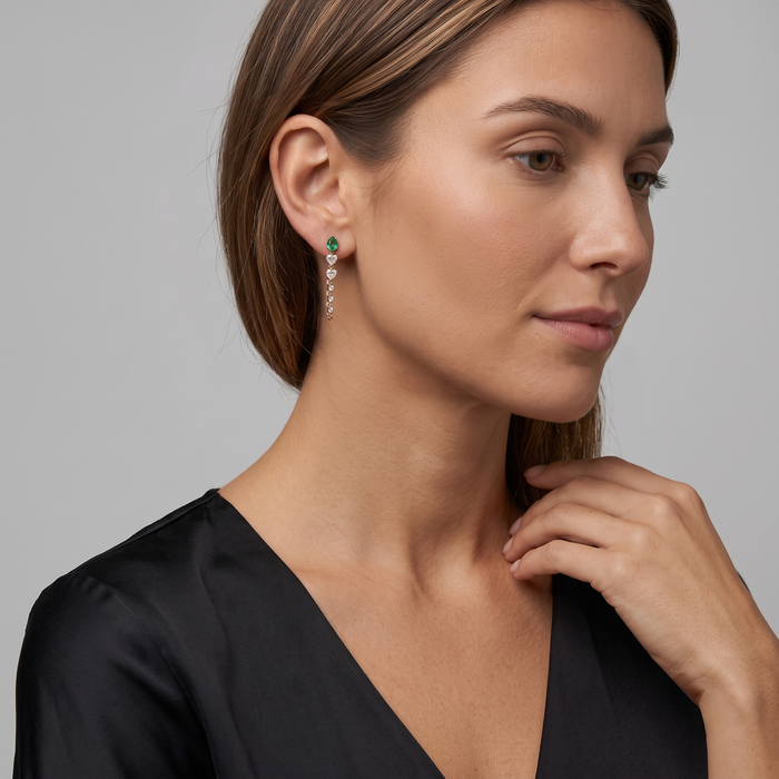 Grace Sapphire 14K (or 18k upon request) Yellow Gold Diamond Drop Earrings