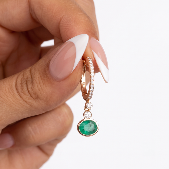 Charming Gemstone 14K (or 18k upon request) Yellow Gold Diamond Drop Earrings