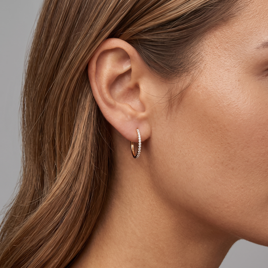 Slim Diamond Hoop Earrings in 14K Yellow Gold