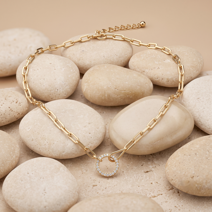Inch Round Paperclip Link Necklace in 14K Yellow Gold