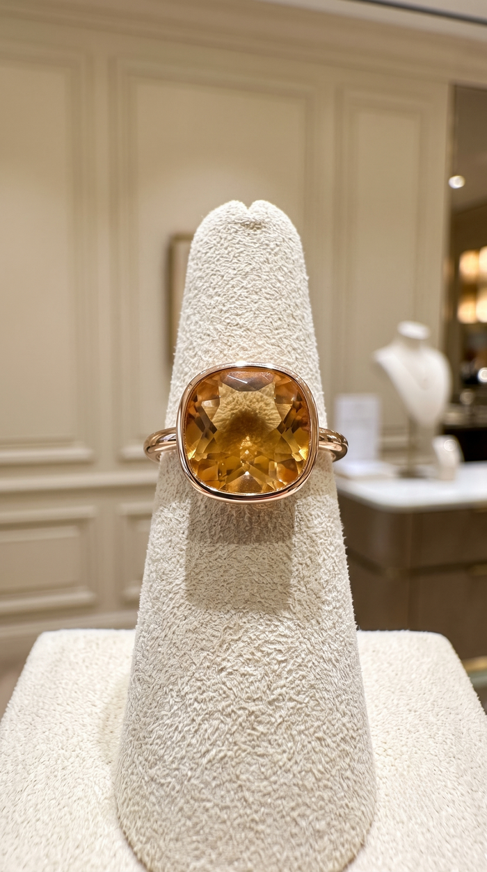 Citrine Cushion Cut 14K Gold Ring