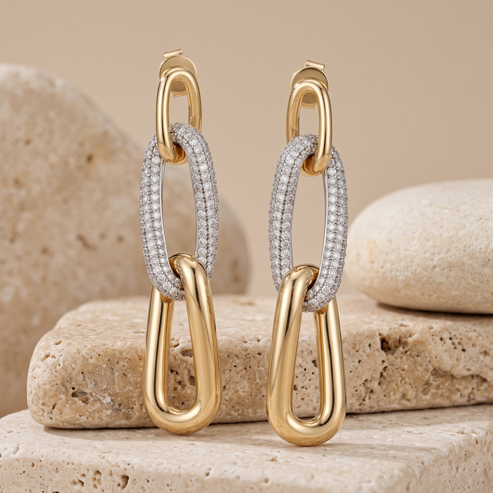 258 Diamond 14K (or 18k upon request) Yellow Gold Drop Earrings