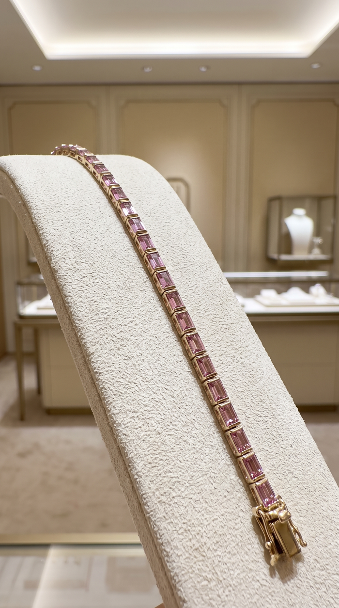 Lavender Dream 14K Yellow Gold Baguette Bracelet