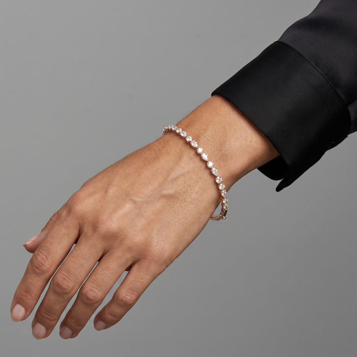 Halo Bare Diamond Bangle Bracelet in 14K Yellow Gold